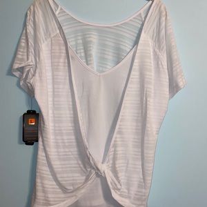 white striped workout top
